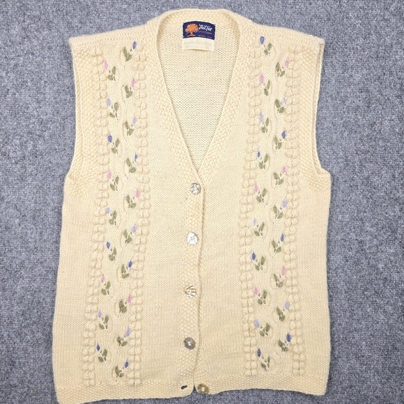 VTG- Hand Knitted !00% Alpaca Soft Wool Sweater Vest Womens Small - Picture 1 of 7